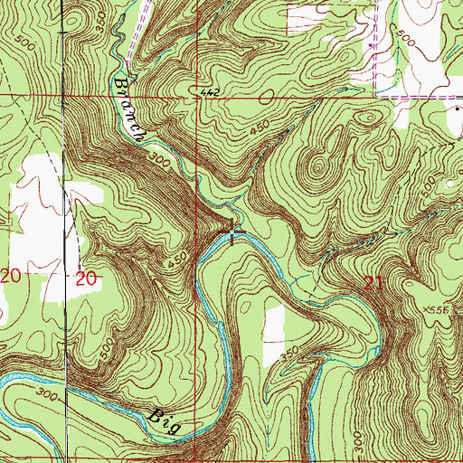 Topographic Map of Long Branch, AR