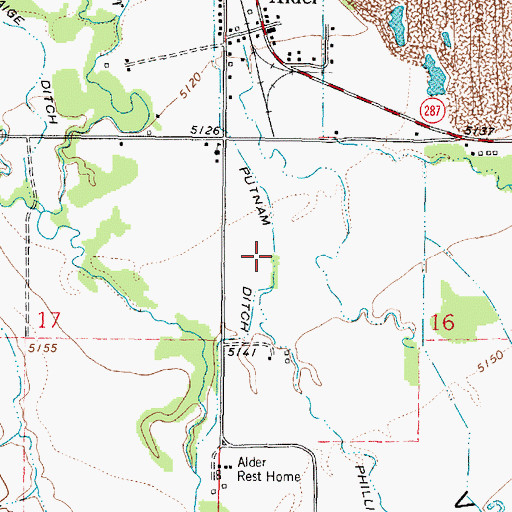Topographic Map of Putnam Ditch, MT
