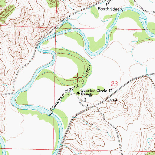 Topographic Map of Quarter Circle U Ditch, MT