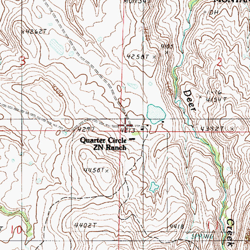 Topographic Map of Quarter Circle ZN Ranch, MT