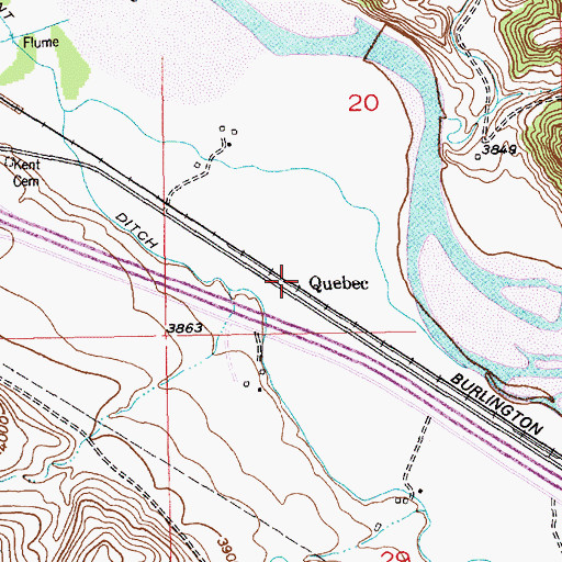 Topographic Map of Quebec, MT