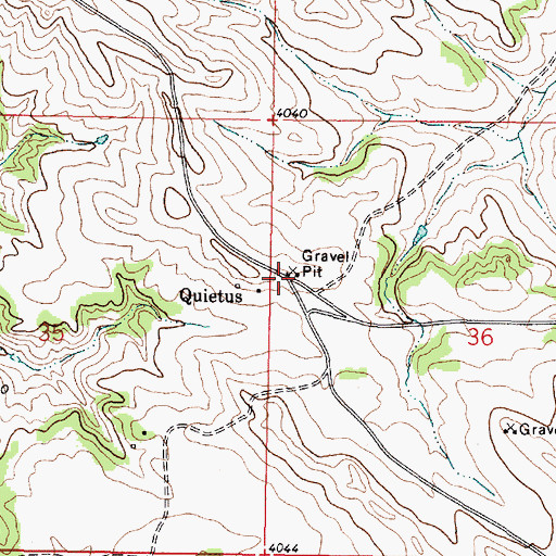 Topographic Map of Quietus, MT