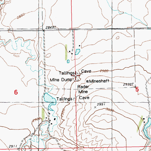 Topographic Map of Rader Mine, MT