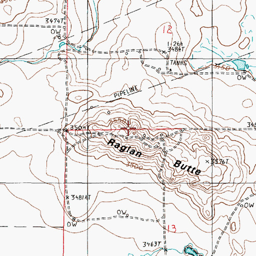 Topographic Map of Raglan Butte, MT