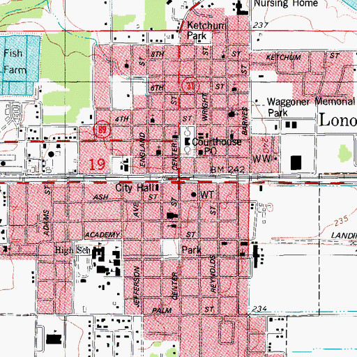 Topographic Map of Lonoke, AR