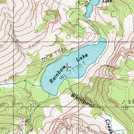 Topographic Map of Rainbow Lake, MT
