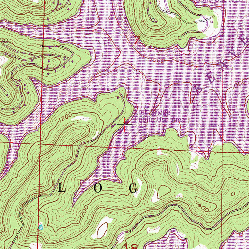 Topographic Map of Lost Bridge Public Use Area, AR