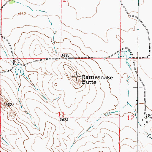Topographic Map of Rattlesnake Butte, MT