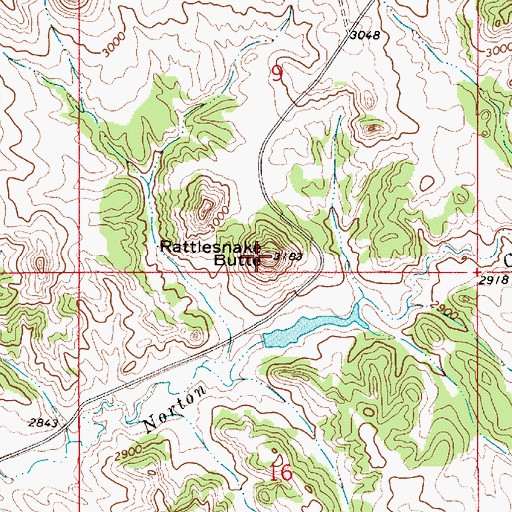 Topographic Map of Rattlesnake Butte, MT