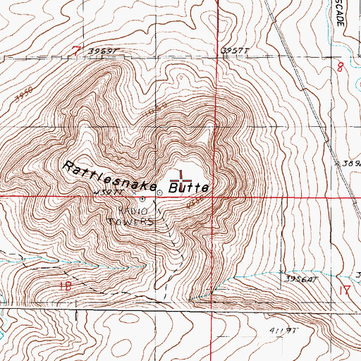 Topographic Map of Rattlesnake Butte, MT