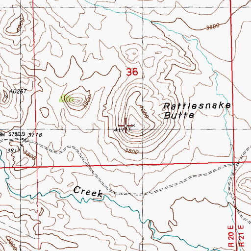 Topographic Map of Rattlesnake Butte, MT