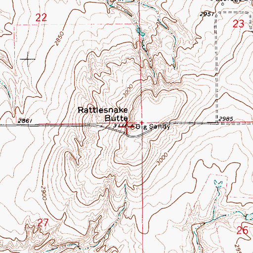 Topographic Map of Rattlesnake Butte, MT