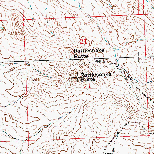 Topographic Map of Rattlesnake Butte, MT
