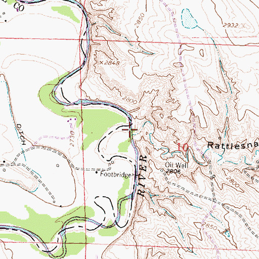 Topographic Map of Rattlesnake Coulee, MT