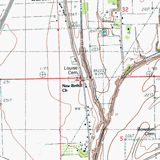 Topographic Map of New Bethel Church, AR