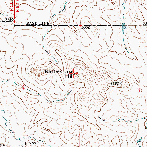 Topographic Map of Rattlesnake Hill, MT