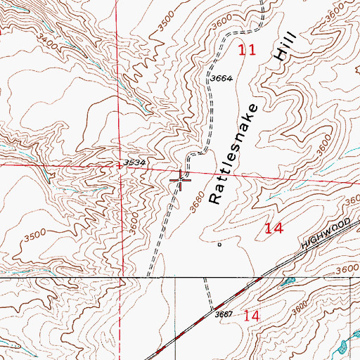 Topographic Map of Rattlesnake Hill, MT