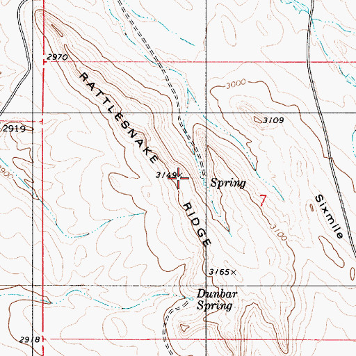 Topographic Map of Rattlesnake Ridge, MT