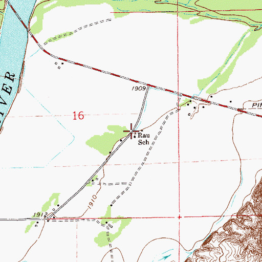 Topographic Map of Rau School, MT