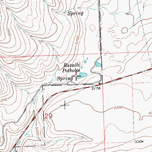 Topographic Map of Ravalli Potholes, MT