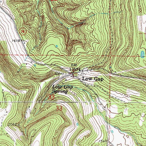 Topographic Map of Low Gap, AR