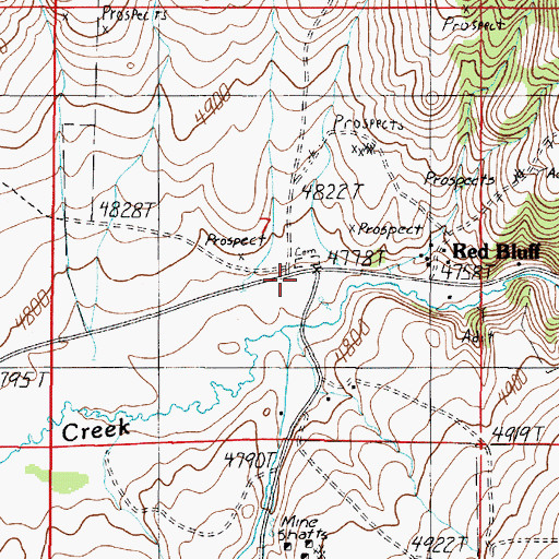 Topographic Map of Red Bluff, MT