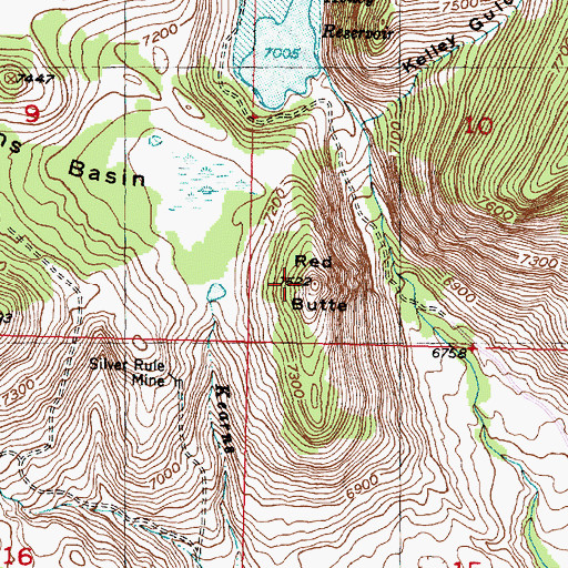 Topographic Map of Red Butte, MT