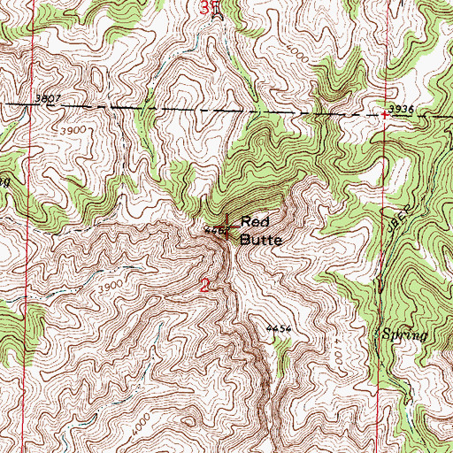 Topographic Map of Red Butte, MT