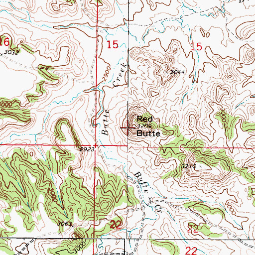 Topographic Map of Red Butte, MT