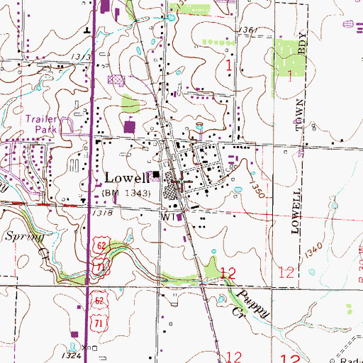 Topographic Map of Lowell, AR