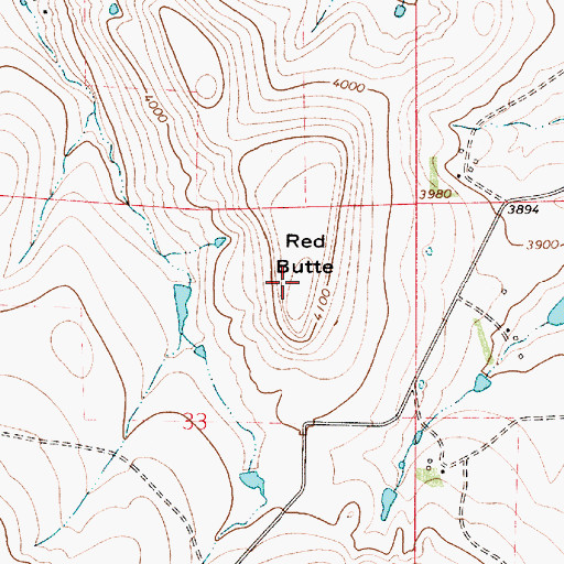 Topographic Map of Red Butte, MT