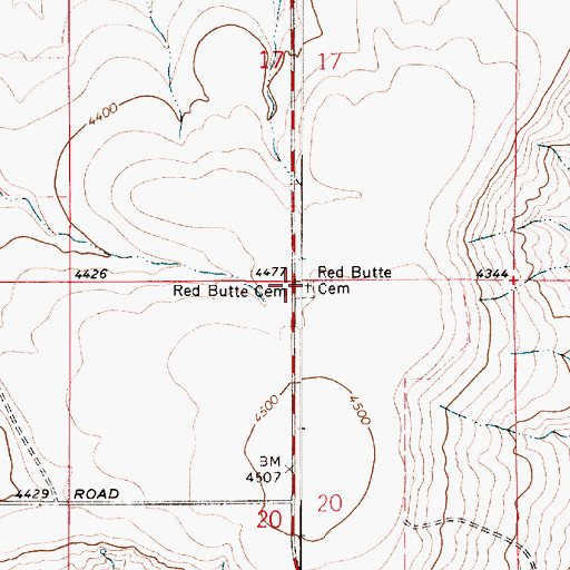 Topographic Map of Red Butte Cemetery, MT
