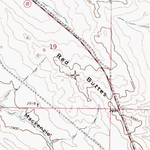 Topographic Map of Red Buttes, MT