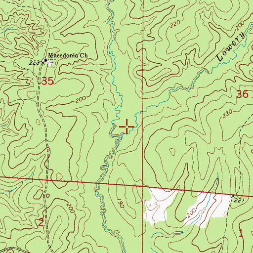 Topographic Map of Lowery Branch, AR