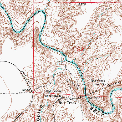 Topographic Map of Red Coulee, MT