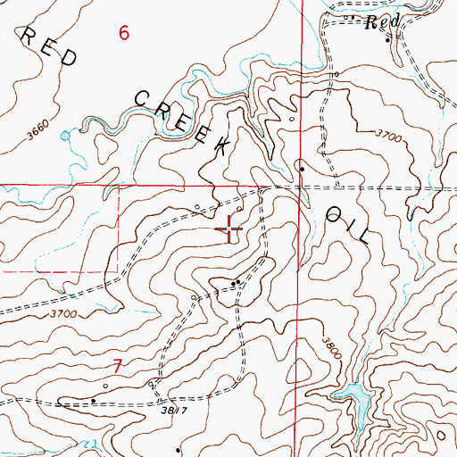 Topographic Map of Red Creek Oil Field, MT
