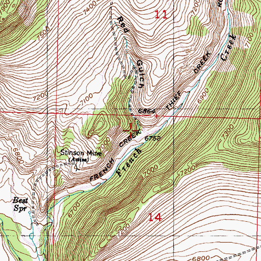 Topographic Map of Red Gulch, MT