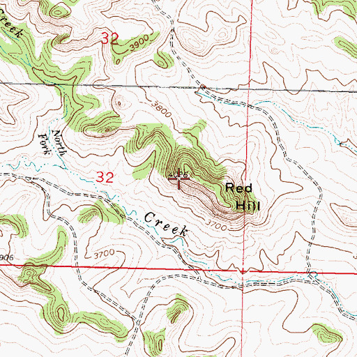 Topographic Map of Red Hill, MT