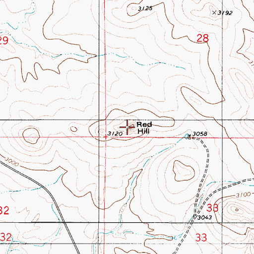 Topographic Map of Red Hill, MT