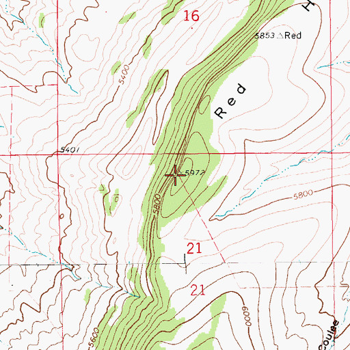 Topographic Map of Red Hill, MT