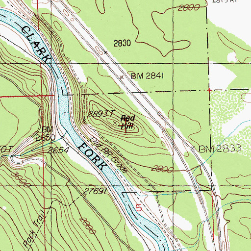 Topographic Map of Red Hill, MT
