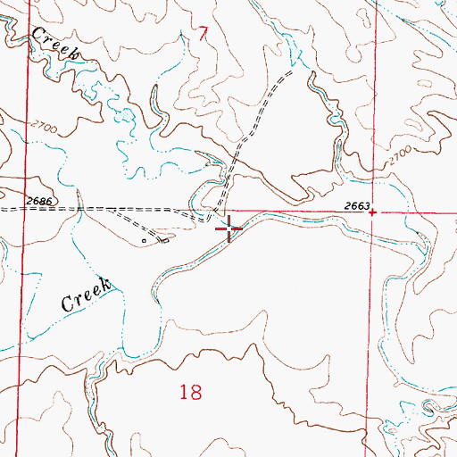 Topographic Map of Red Horse Creek, MT