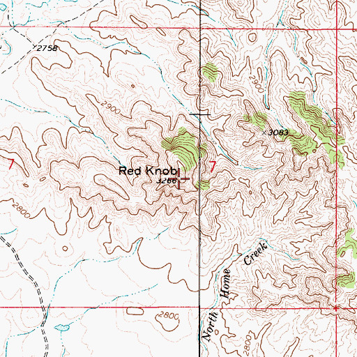 Topographic Map of Red Knob, MT