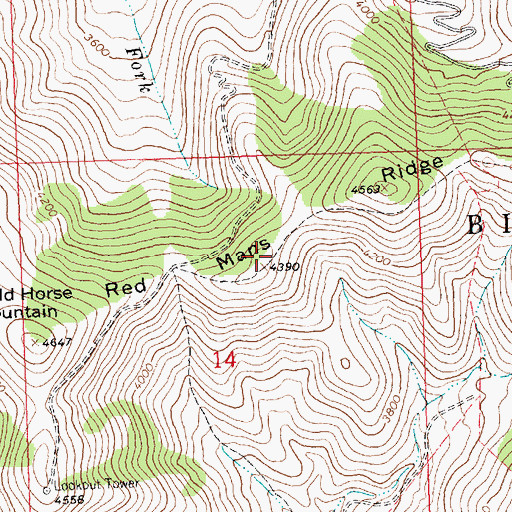 Topographic Map of Red Mans Ridge, MT