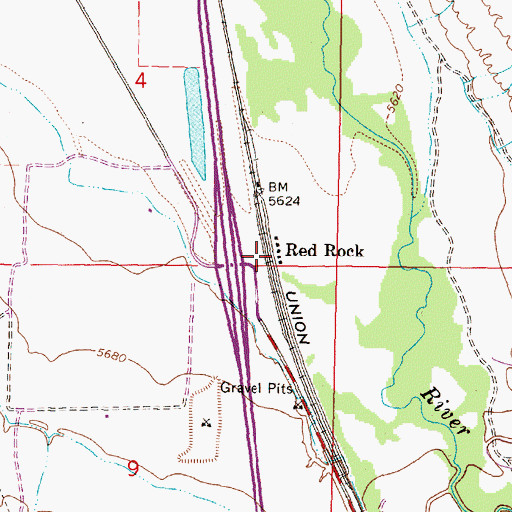 Topographic Map of Red Rock, MT