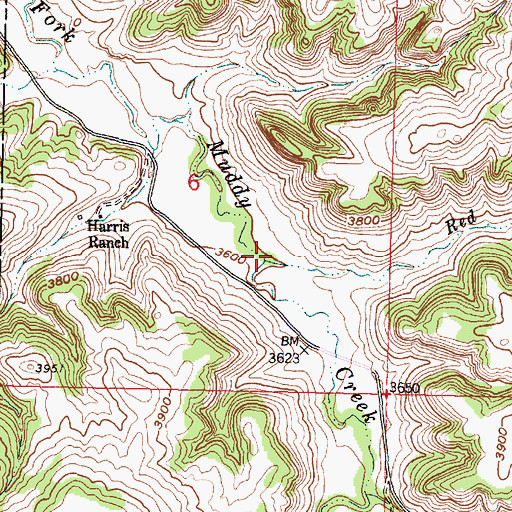 Topographic Map of Red Shale Creek, MT