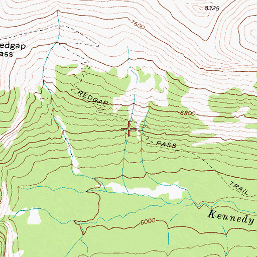 Topographic Map of Redgap Pass Trail, MT