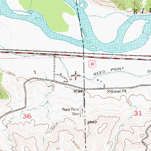 Topographic Map of Reed Point Ditch, MT