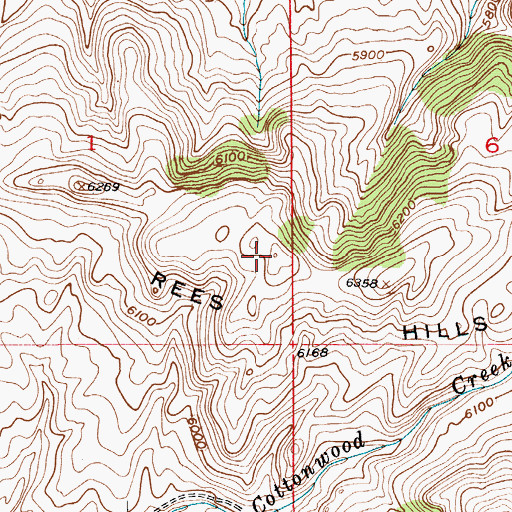 Topographic Map of Rees Hills, MT