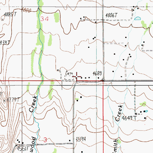 Topographic Map of Reese Creek School (historical), MT